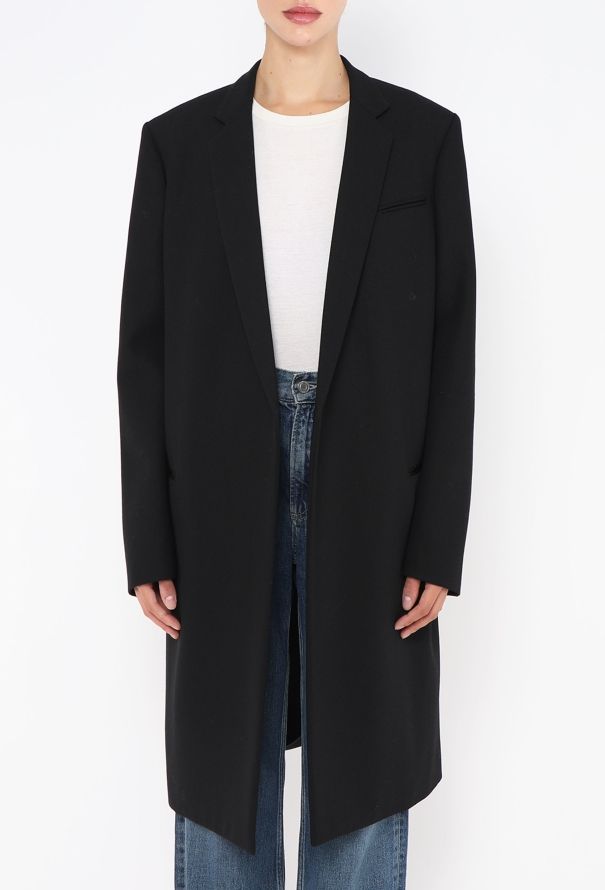Céline Black Grain de Poudre Crombie Coat - 2