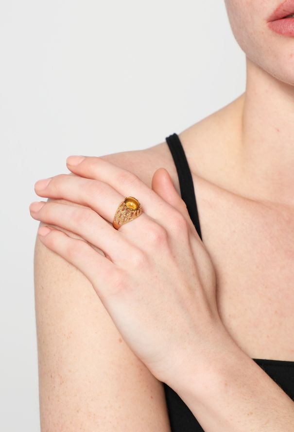 Vintage Fine Jewelry 18k Yellow Gold and Tiger's Eye Ring - 4