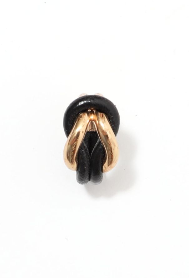 Modern Designers Goldtone & Leather Knot Ring - 6