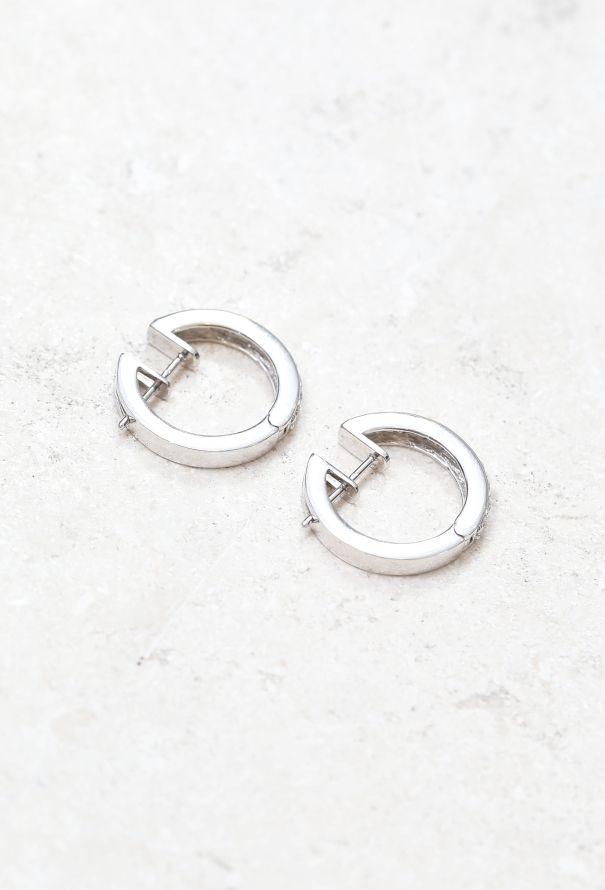 Vintage Fine Jewelry 18k Gold & Diamond Hoop Earrings - 4