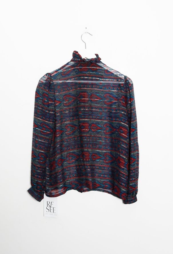 Lanvin 70s Ruffled Lavallière Silk Blouse - 6