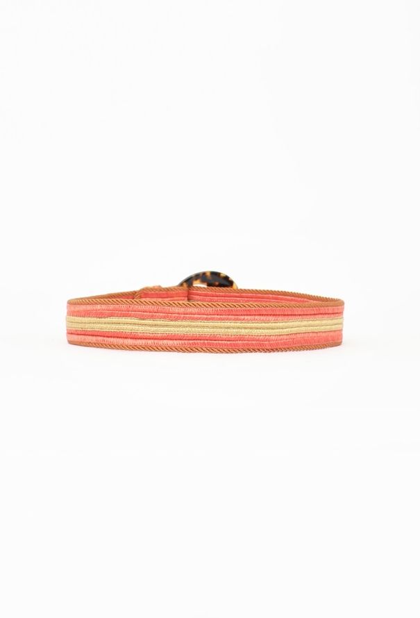 Saint Laurent Vintage Woven Silk Tortoiseshell Belt - 3