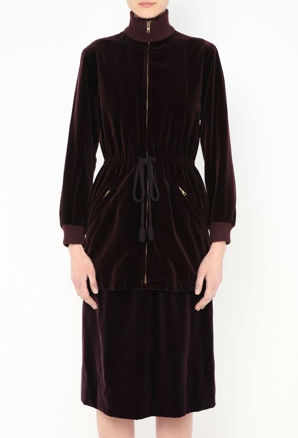 Saint Laurent RARE 1976 Velvet Bomber Jacket Ensemble - 3