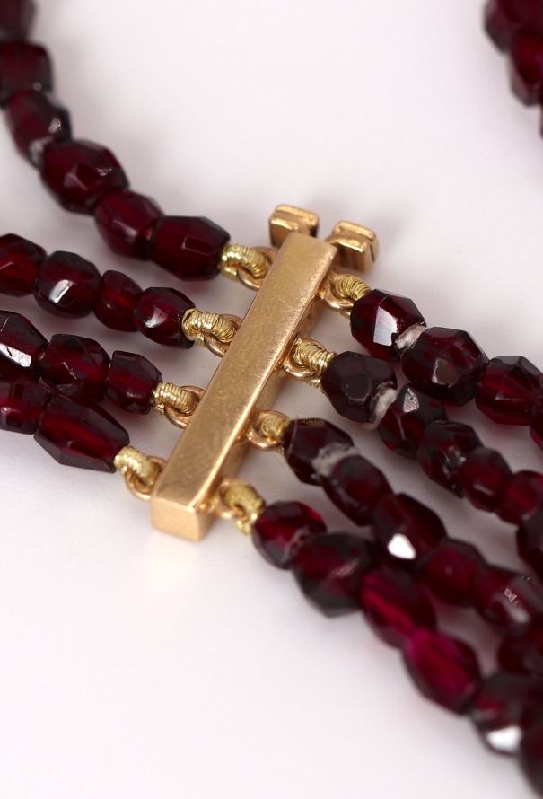 Vintage Fine Jewelry 18k Yellow Gold & Almandine Choker Necklace - 6