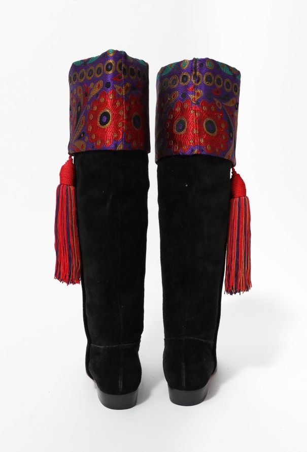 Saint Laurent RARE '70s Couture Embroidered Tassel Boot - 4