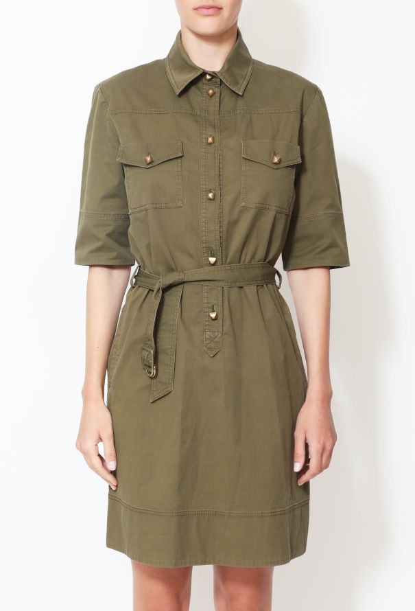 Valentino Khaki Belted Utility Dress - 2