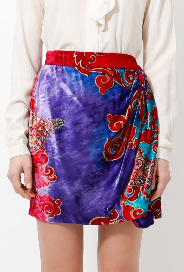 Gianni Versace 80s Gianni Velvet Wrap Skirt - 2