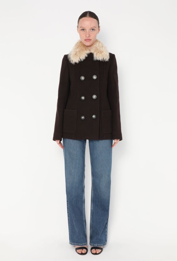 Balenciaga Pre-Fall 2011 Shearling Trim Peacoat - 4