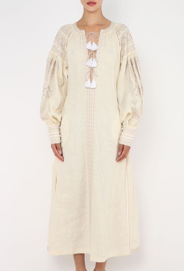 Vita Kin Embroidered Linen Kaftan Dress - 3