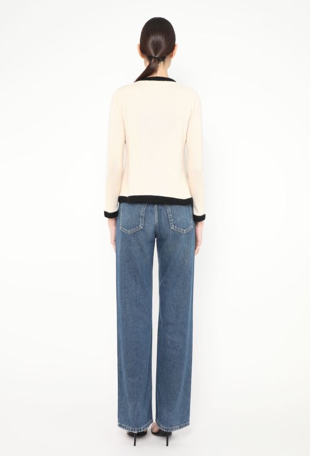 Chanel Woven Trim Cashmere Cardigan - 4