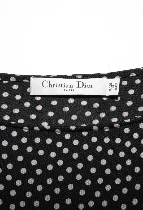 Dior Ruched Silk Polka Dot Dress - 5