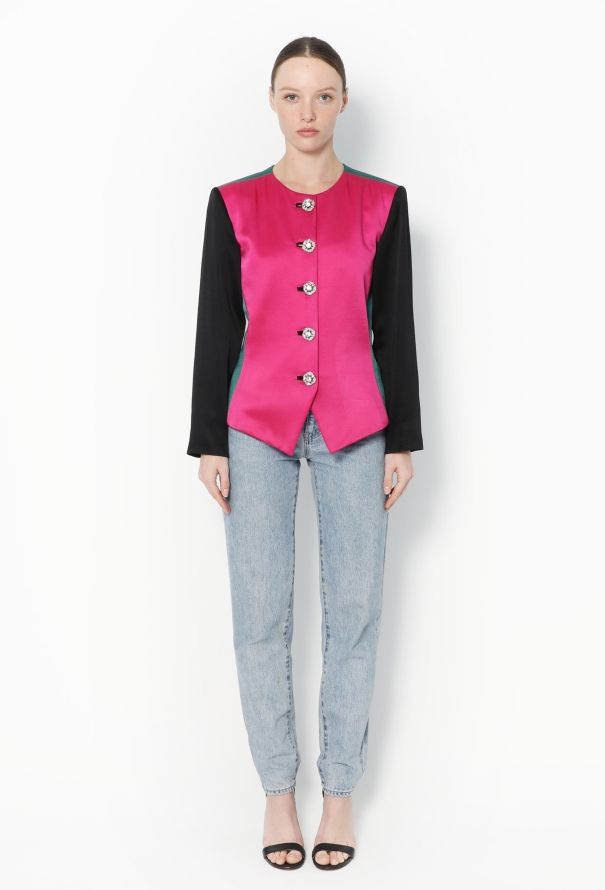 Saint Laurent Late '80s Colorblock Silk Jacket - 3