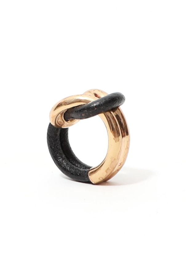 Modern Designers Goldtone & Leather Knot Ring - 3