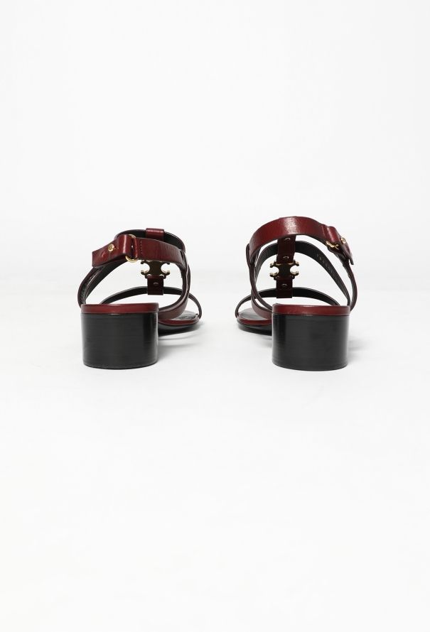 Céline 2023 Leather Triomphe Sandals Burgundy  red - 5