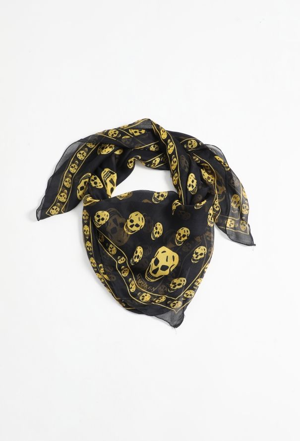 Alexander McQueen Early 2000s Chiffon Skull Scarf - 3