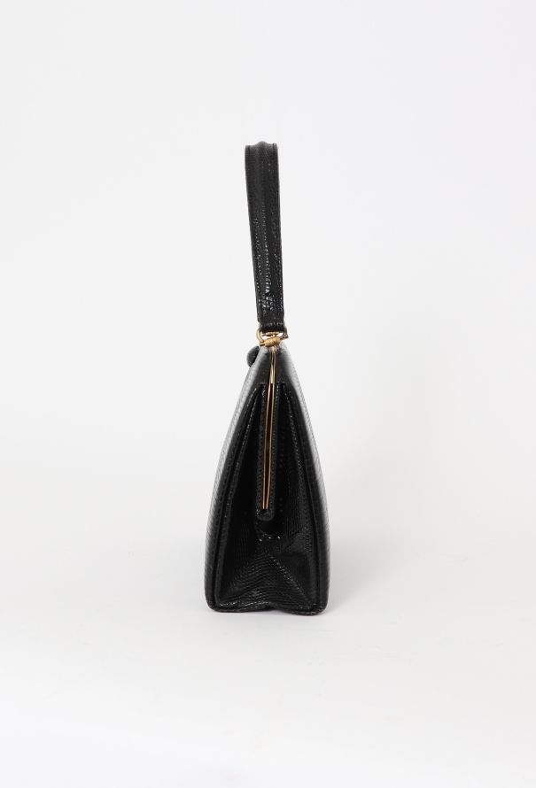 '60s Black Lizard Top Handle Bag - 4