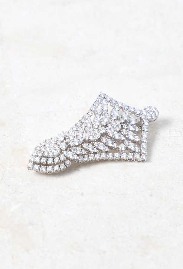 Vintage Fine Jewelry 18k White Gold & Diamond Brooch - 3
