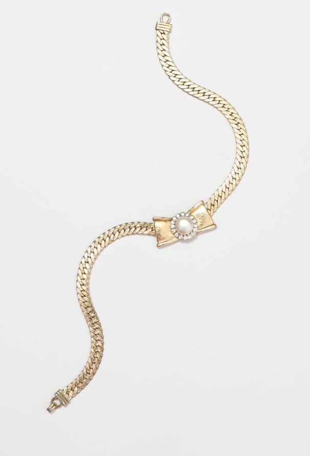Balenciaga Vintage Pearl Bow Chainlink Choker - 3