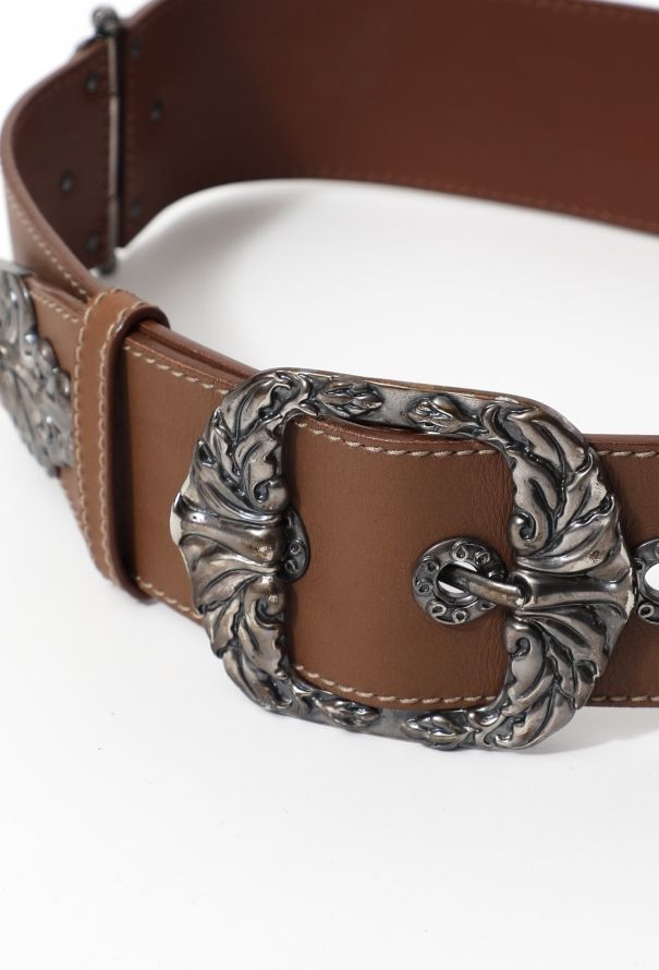 Bottega Veneta Engraved Leather Buckle Belt - 2