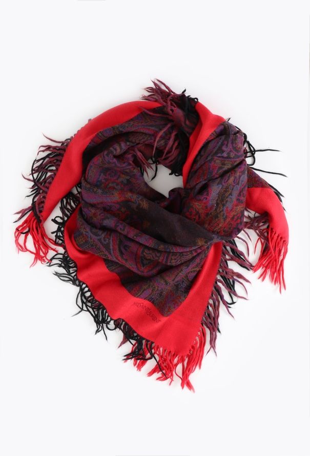 Saint Laurent Vintage Embroidered Paisley Tassel Scarf - 2