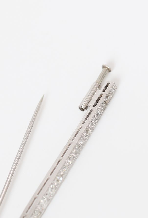 Vintage Fine Jewelry Art Déco 1.60 Carats Diamond Barette Brooch - 6