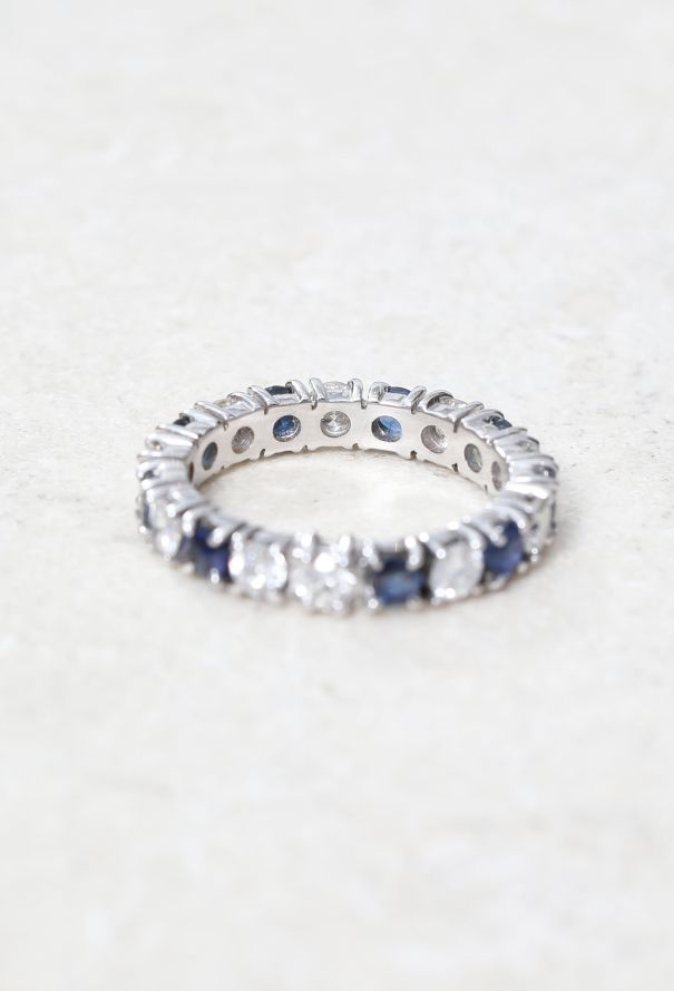 Vintage Fine Jewelry 18k Gold, Diamond & Sapphire Wedding Band - 3