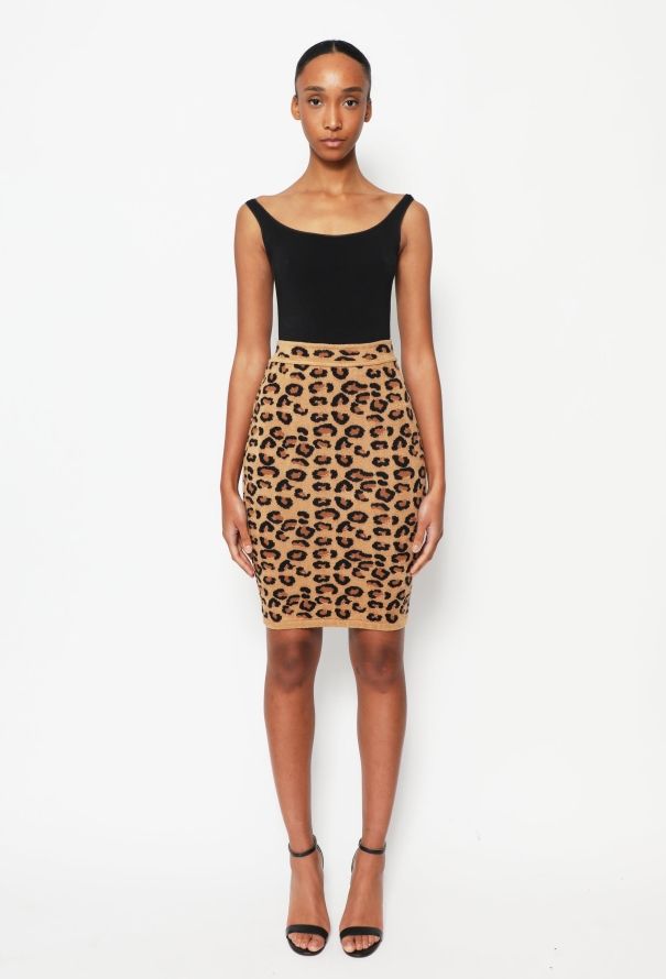 Alaïa F/W 1991 Leopard Knit Bouclé Skirt - 1
