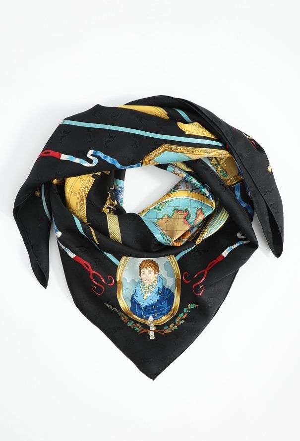 Hermès 1992 'Le Geographe' 90cm Silk Carré - 1