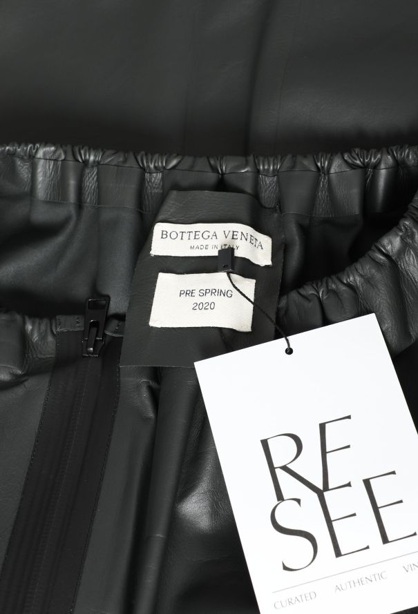 Bottega Veneta 2020 Charcoal Leather Zip Skirt - 4