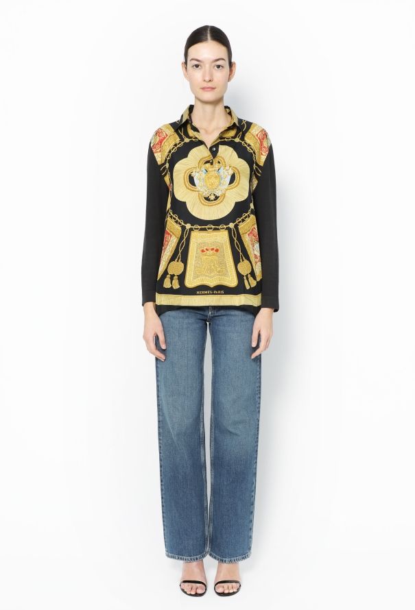 Hermès Vintage 'Poste et Cavalerie' Silk Carré Top - 4