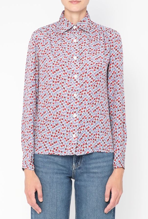 Céline '70s Printed Silk Blouse - 1