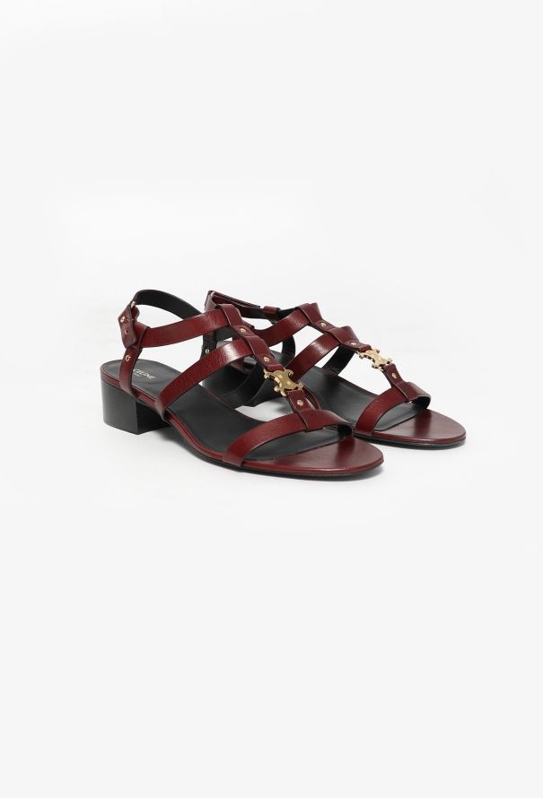 Céline 2023 Leather Triomphe Sandals Burgundy  red - 3