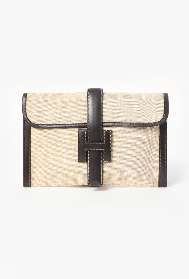 Hermès '70s Toile H & Box Jige Clutch - 1