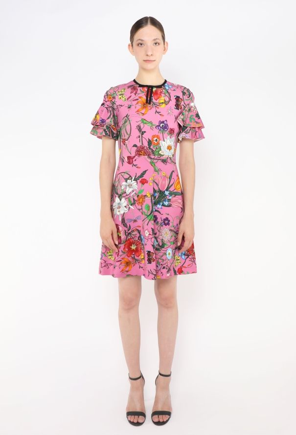 Gucci Floral Print Bowtie Dress - 1