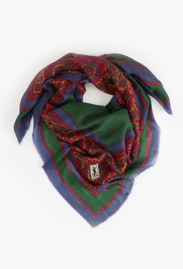 Saint Laurent '70s Floral Colorblock Scarf - 1