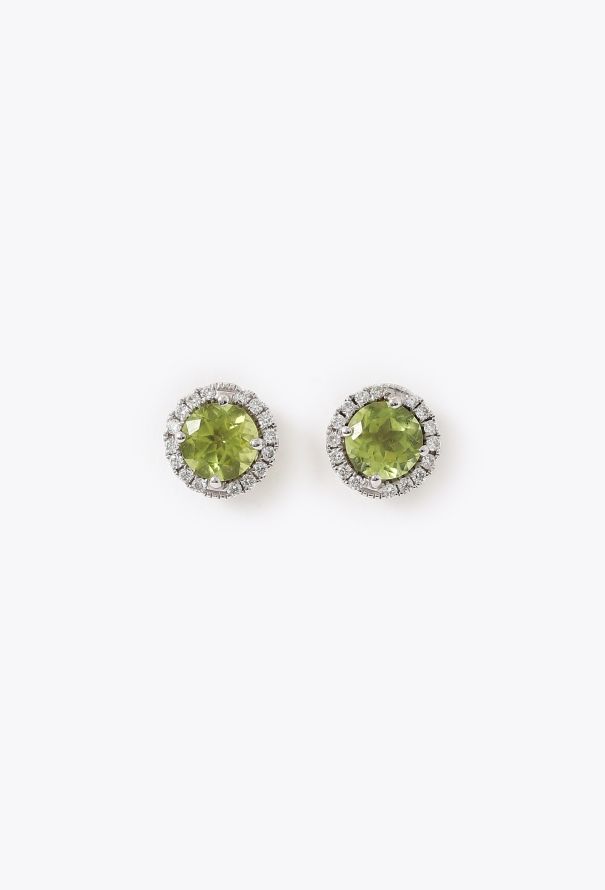 Modern Fine Jewelry 18K White Gold & Peridot Stud Earrings - 1