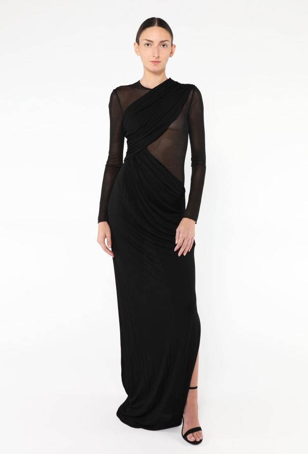 Saint Laurent F/W 2022 Draped Mesh Gown - 1