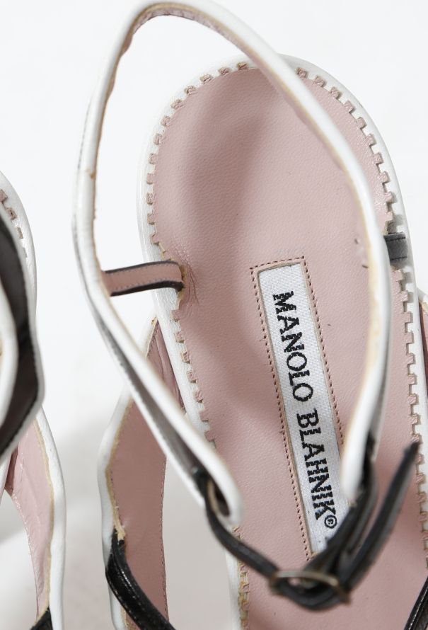 Manolo Blahnik Cut-Out Leather Sandals - 7