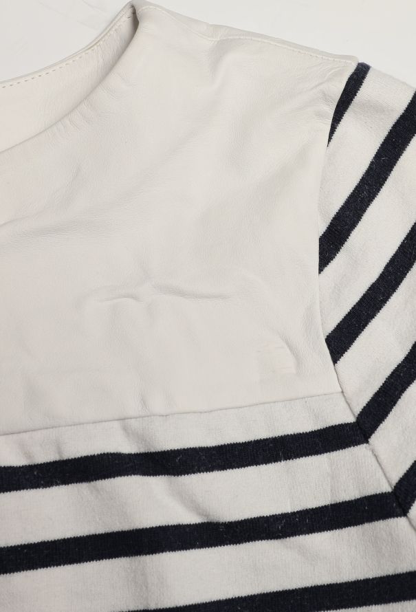 Céline Leather & Cotton Marinière Top - 5
