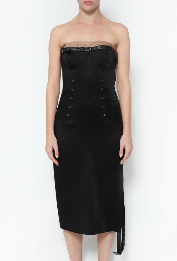 Dior 2001 Leather Trim Bustier Dress - 2