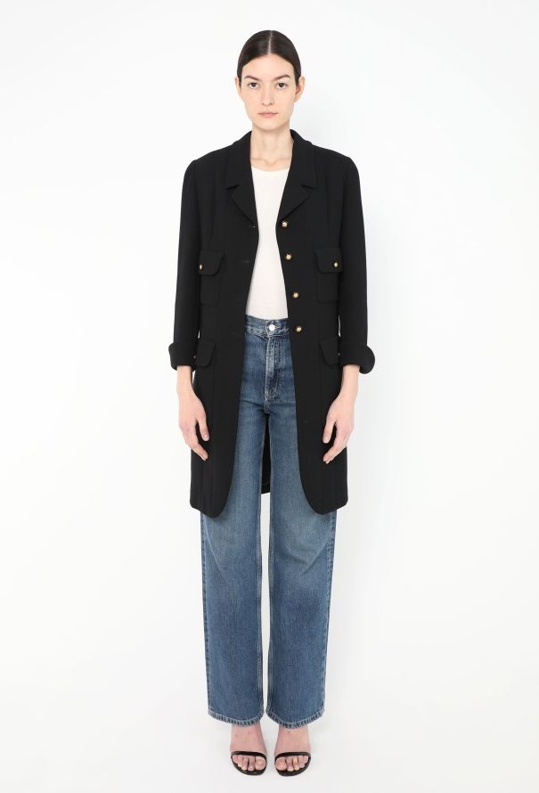 Chanel Rare 1993 Crêpe 'CC' Button Coat - 3