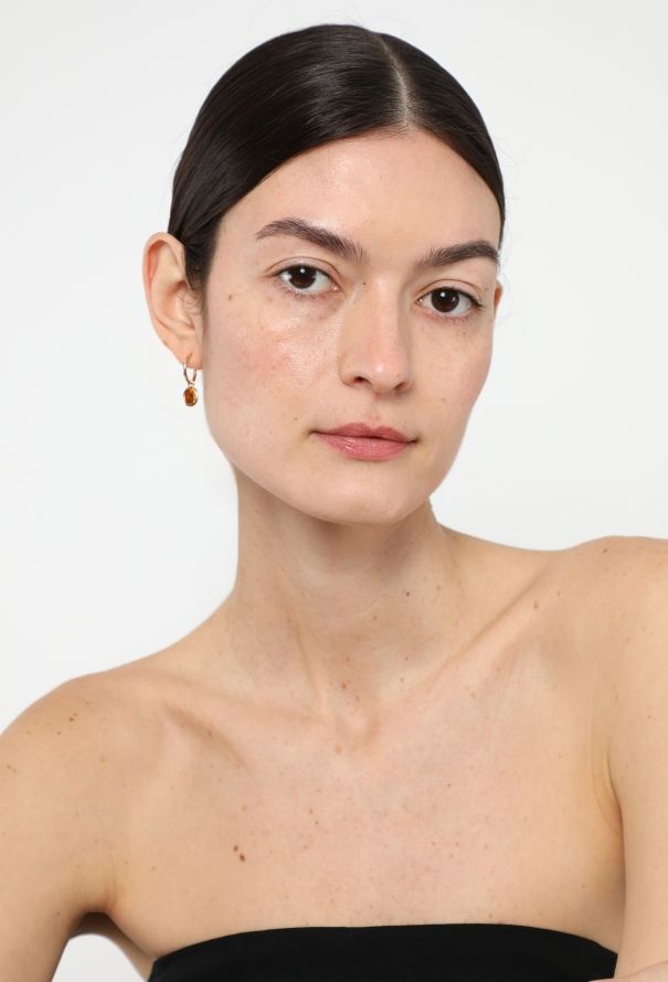 Modern Fine Jewelry 18k Yellow Gold & Madeira Citrine Earrings - 2