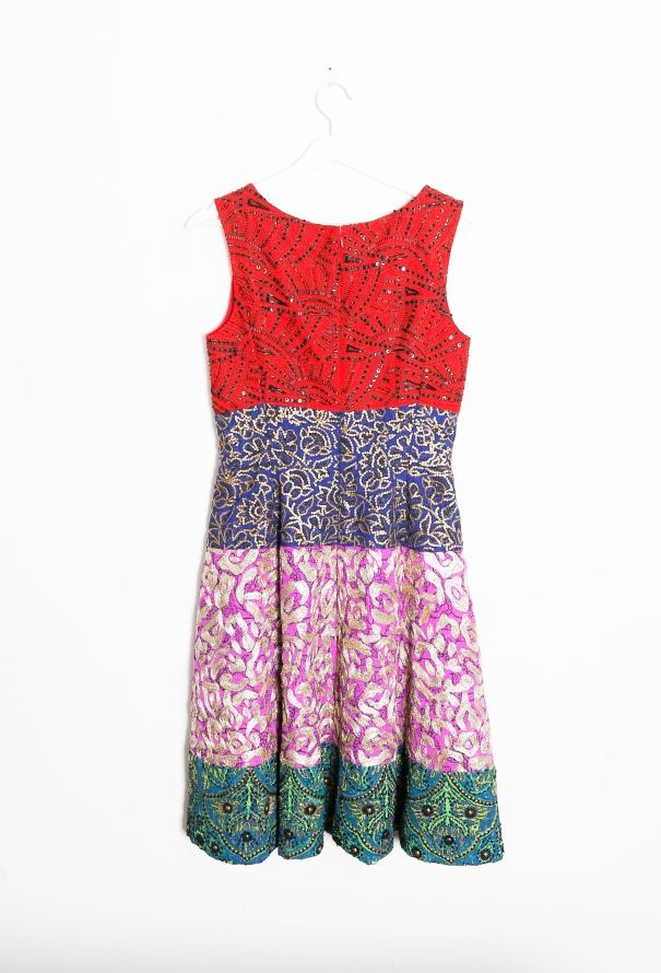 Oscar De La Renta F/W 2014 Embroidered Colorblock Dress - 7