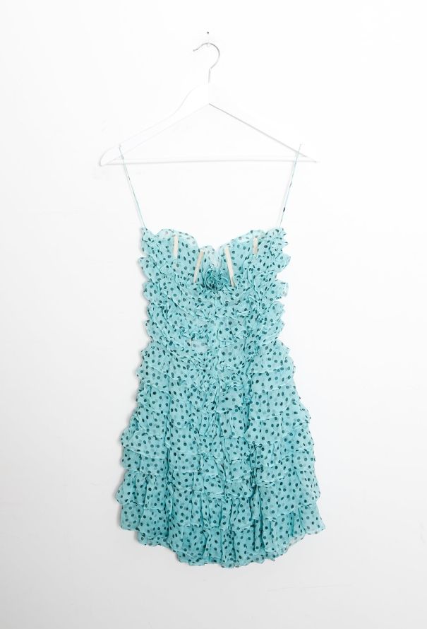 Saint Laurent Ruffled Polka Dot Chiffon Dress - 7