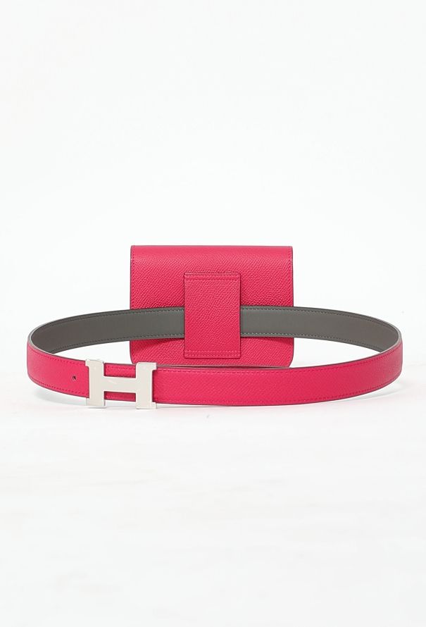Hermès Rose Mexico Epsom Constance Slim Wallet & Belt - 6