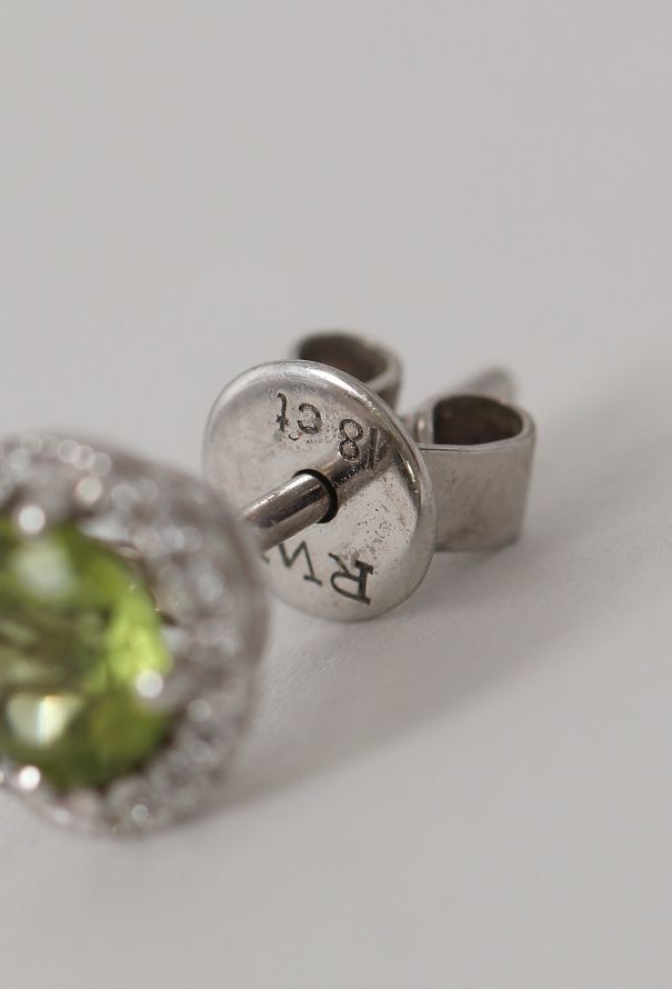 Modern Fine Jewelry 18K White Gold & Peridot Stud Earrings - 6