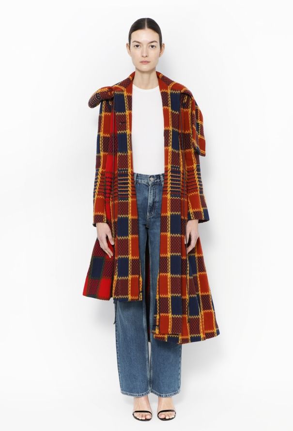 Loewe 2020 Asymmetrical Checkered Coat - 3