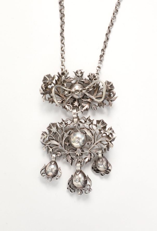 Vintage Fine Jewelry Silver & Diamonds Butterfly Cross Necklace - 5