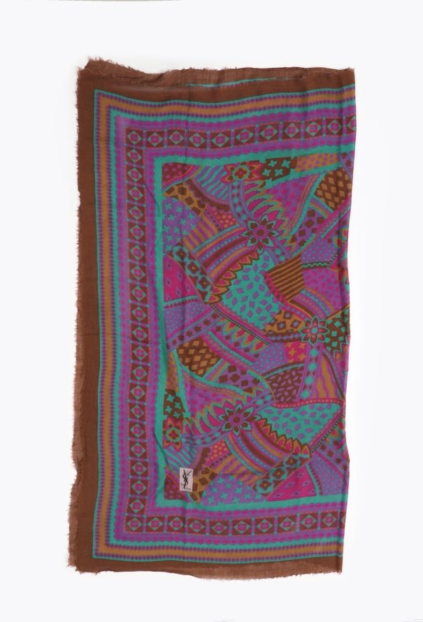 Saint Laurent Vintage Graphic Floral Scarf - 3