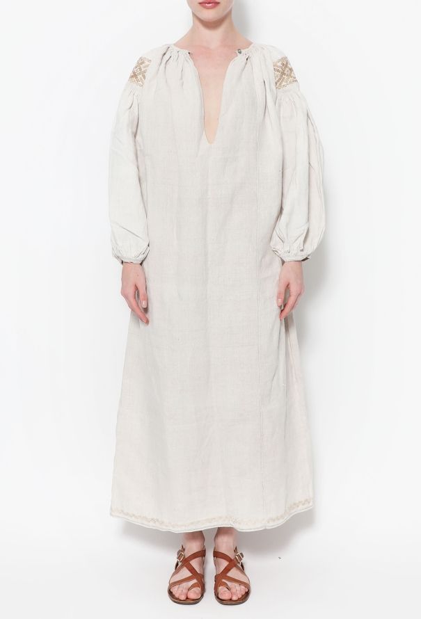 World Treasures Authentic Embroidered Linen Tunic Ivory - 2